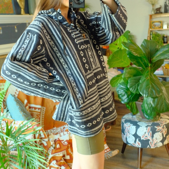 Authentic Bosnian hand woven thick cotton 90s / Y2K BOGO surfer pullover - Picture 4 of 8